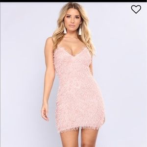 Fahion Nova Dress Blush Pink Confetti Fringe S